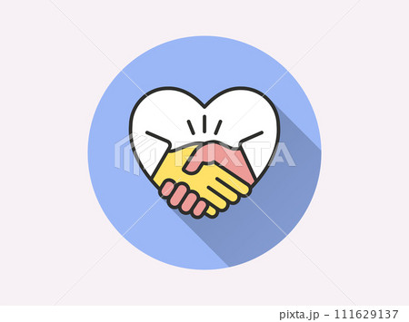 Heart helper flat icon with long shadow for graphic and web design. 111629137
