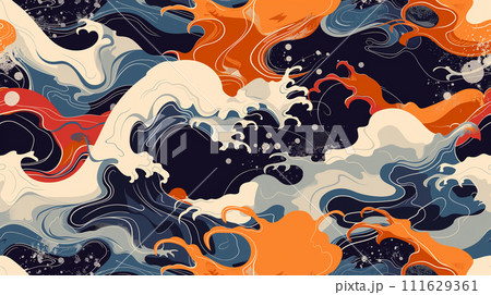 ダイナミックな波の抽象画のイラスト素材 [111629361] - PIXTA