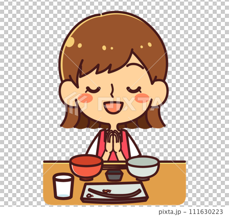 Girl offering a feast illustration material Girl offering a feast illustration material 111630223