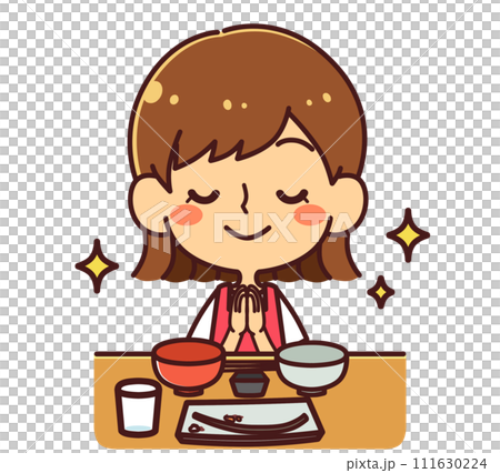 女孩獻上盛宴插畫素材 111630224