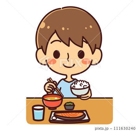 食事をする男の子　イラスト素材 111630240