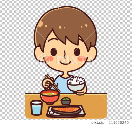 食事をする男の子　イラスト素材 111630240
