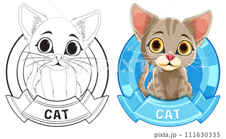 Cute Cat Illustration Before and After 111630335