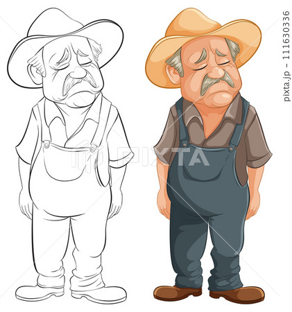 Sad Farmer Character Illustration 111630336