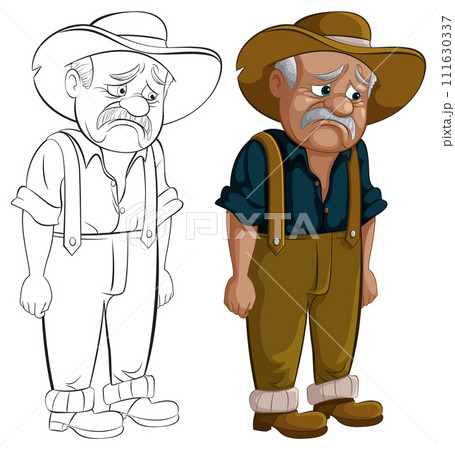 Sad Cowboy Character Illustration 111630337