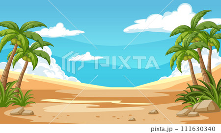 Tropical Oasis Amidst Sandy Dunes 111630340