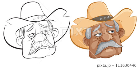 Old Cowboy Character Illustration 111630440