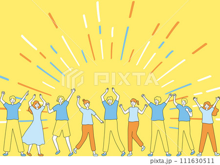 盛り上がる大勢の人達 111630511