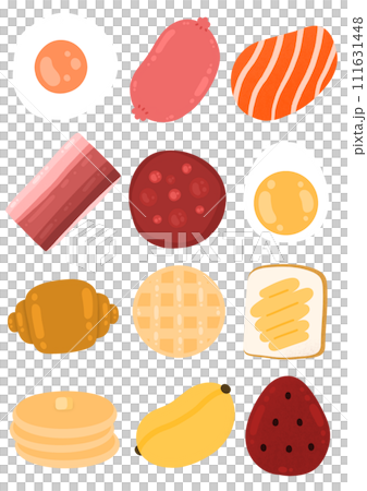 Breakfast Set Breakfast Collection Breakfast Cartoon Breakfast Food And Ingredients Cartoon illustration Breakfast Sticker Set illustration 111631448
