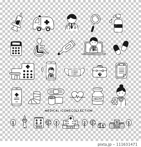 医療のアイコンセット　手書き風 111631471