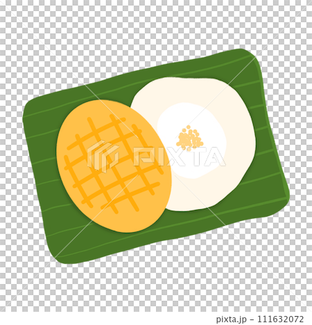 Mango Sticky Rice Cartoon illustration Thai Food Cartoon illustration Mango Sticky Rice Transparency Background 111632072