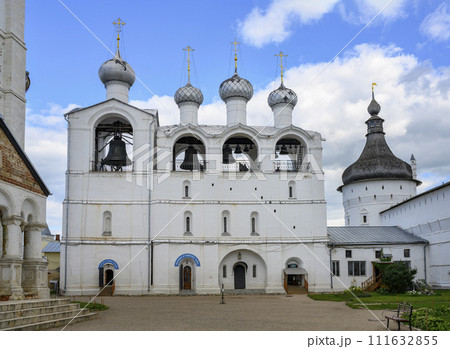 Belfry of Cathedral of Assumption of Blessed Virgin Mary in Rostov the Great of 18 century Belfry of Cathedral of Assumption of Blessed Virgin Mary in Rostov the Great of 18 century 111632855
