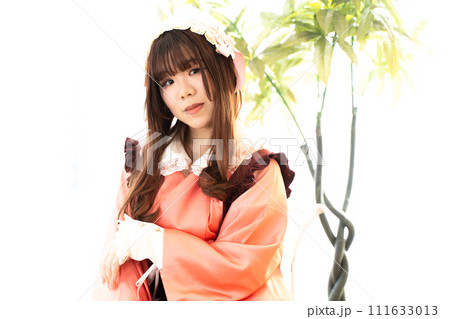 和風ロリータファッションの女性 111633013