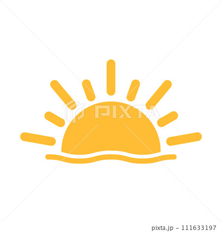 A half sun is setting downwards icon vector sunset concept for graphic design, logo, website, social media, mobile app, UI illustration 111633197