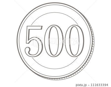 500円玉のシンプルなイラスト 500円玉のシンプルなイラスト 111633394