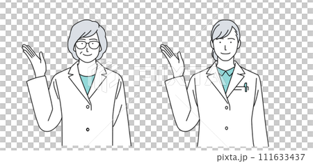 Illustration of a woman wearing a white coat Illustration of a woman wearing a white coat 111633437