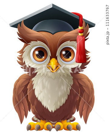 Wise Owl Bird Cartoon Graduation Professor Teacher 111633767