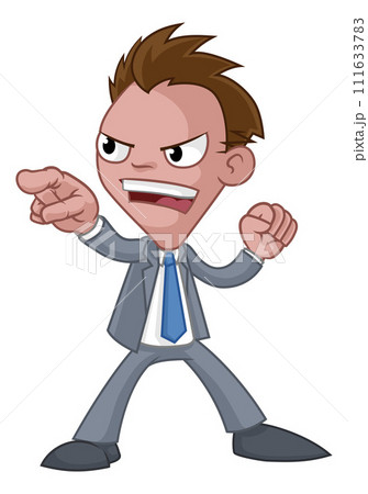 Cartoon Business Man In Suit Pointing Mascot 111633783
