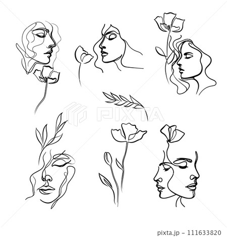 Collection of one line poppy design. 111633820