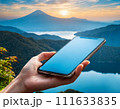 スマートフォンと富士山(AI生成素材) 111633835