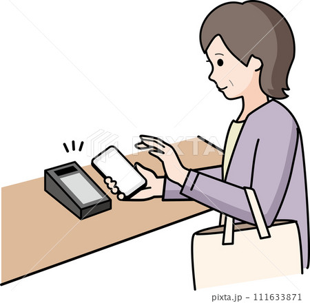 スマホ決済するシニアの女性 111633871