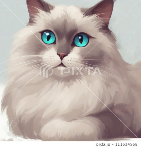 見上げる青い目の猫 111634568