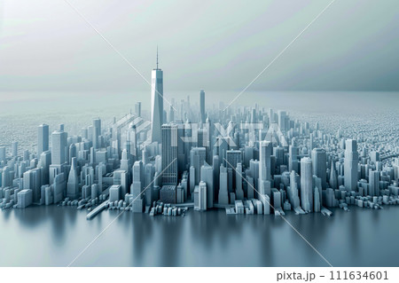 Computer-generated miniature cityscape...のイラスト素材 [111634601] - PIXTA
