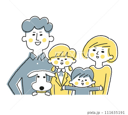 犬と若い家族のイラスト素材 犬と若い家族のイラスト素材 111635191