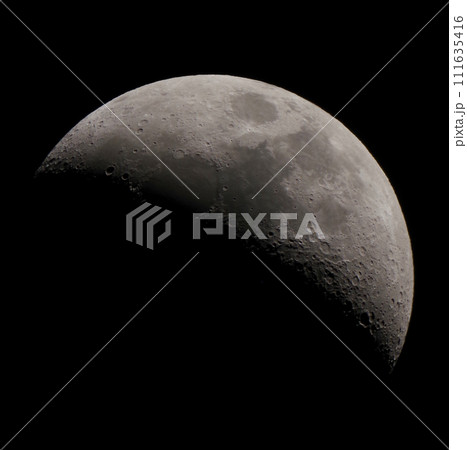 晩秋の夜空に浮かぶ上弦の月 111635416