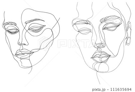 Abstract minimalistic linear sketch. Woman's face 111635694