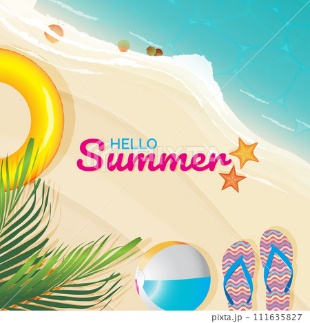 top view of summer beach scene for vacation 111635827
