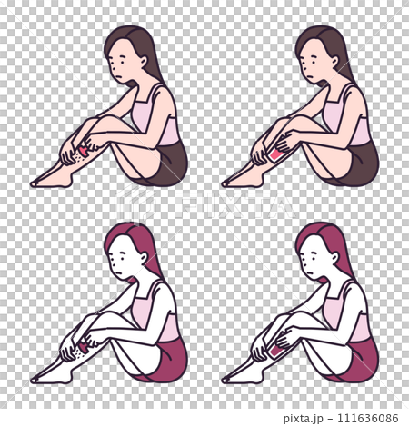 woman shaving her leg hair woman shaving her leg hair 111636086