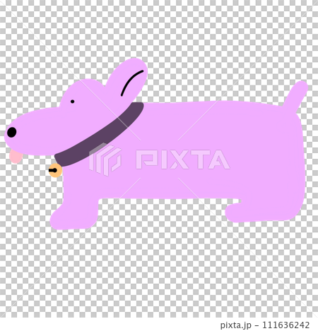 Purple Dachshund Dog Sausage Dog Cartoon illustration Dachshund Cartoon Cute Dog Minimal Dog Doodle Dog 111636242