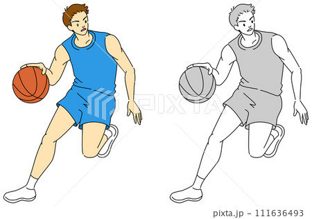 バスケットボールプレイヤー（男性）のイラストセット 111636493