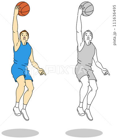 バスケットボールプレイヤー（男性）のイラストセット 111636495