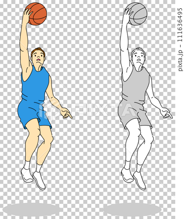 バスケットボールプレイヤー（男性）のイラストセット 111636495