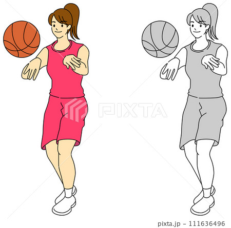 バスケットボールプレイヤー（女性）のイラストセット 111636496