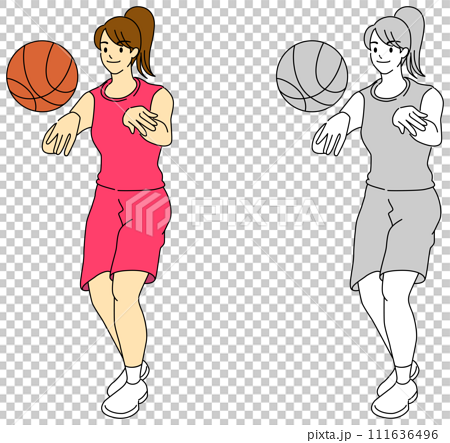 バスケットボールプレイヤー（女性）のイラストセット 111636496