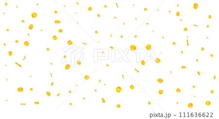 Thai baht coins falling. Gold scattered THB coins. Thailand money. Great business success concept. Wide vector illustration. 111636622