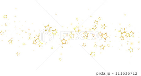 Christmas spirit. Scattered falling stars. Festive christmas confetty overlay template. Festive stars vector illustration on white background. 111636712
