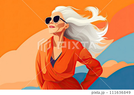 AI-generated content. proud beautiful senior woman illustration AI-generated content. proud beautiful senior woman illustration 111636849