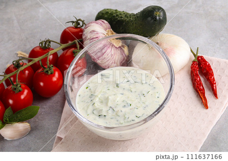 Traditional delicious appetizer; greek tzatziki (Turkish name; cacik) Traditional delicious appetizer; greek tzatziki (Turkish name; cacik) 111637166