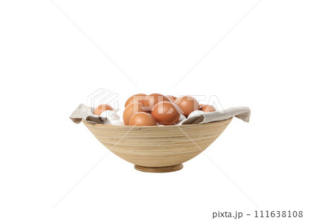 PNG, eggs in a deep dish, isolated on white background. 111638108