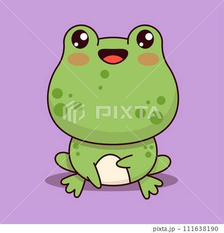 Cute frog. Funny cartoon animal kawaii character. Vector illustration. Kids collection. 111638190