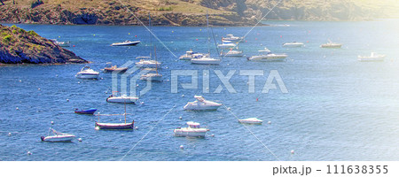 Bay and boats in the port of Cadaques, Costa Brava, province Girona, Catalonia, Spain. 111638355