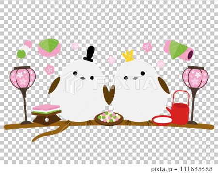 Icon of a long-tailed tit enjoying the Doll's Festival 111638388