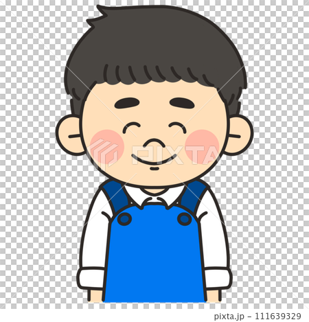 Illustration of a male aquarium keeper facing forward and smiling 111639329