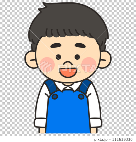 Illustration of a male aquarium keeper facing forward and smiling 111639330