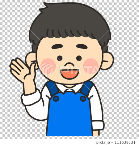 Illustration of a male aquarium keeper raising his hand to explain 111639331
