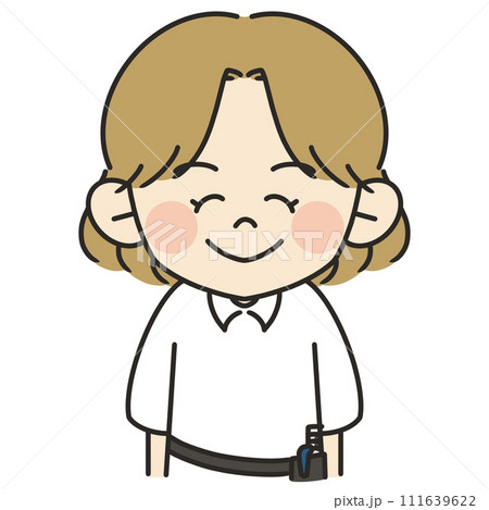 茶髪の女性美容師が正面を向いて微笑んでいるイラスト 111639622